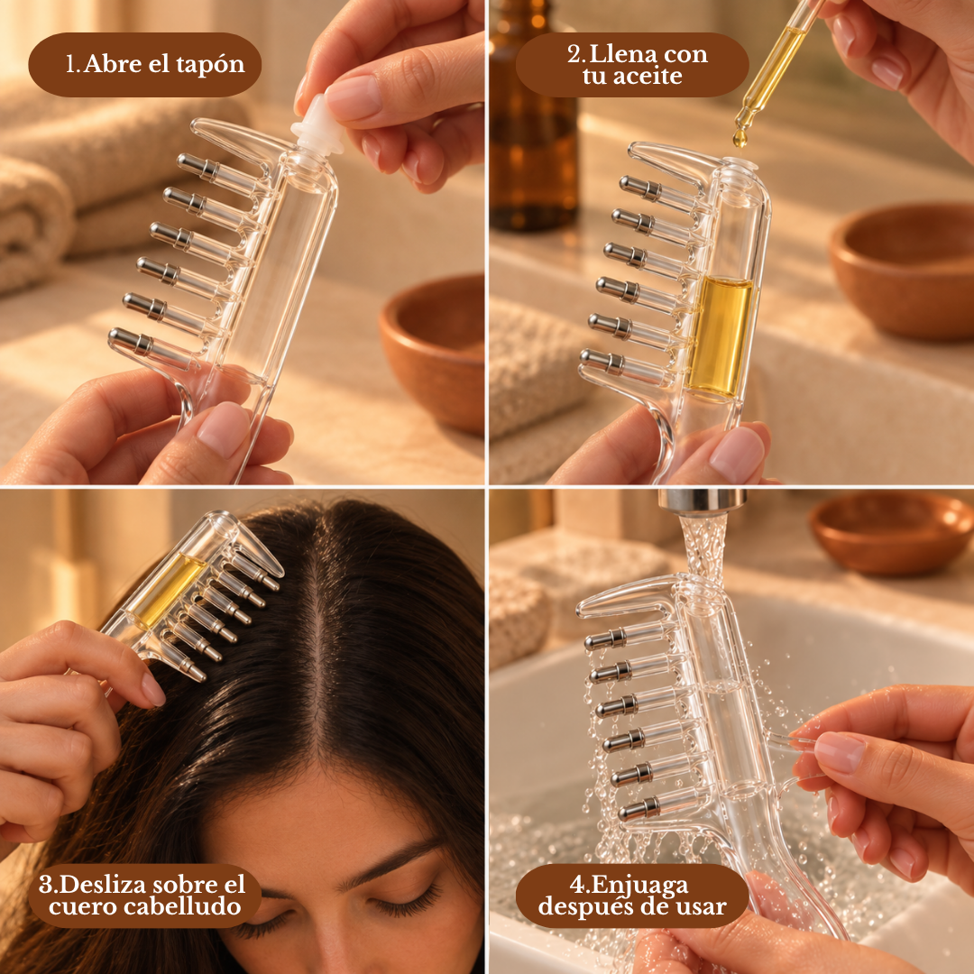 Peine aplicador de aceite capilar